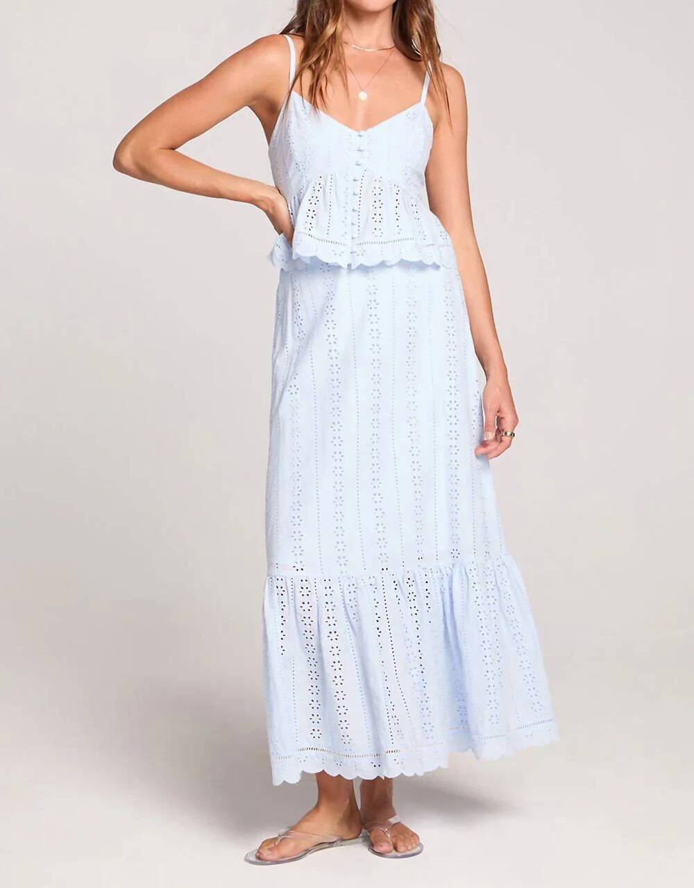 NEW SALTWATER LUXE lace maxi skirt set in sky blue